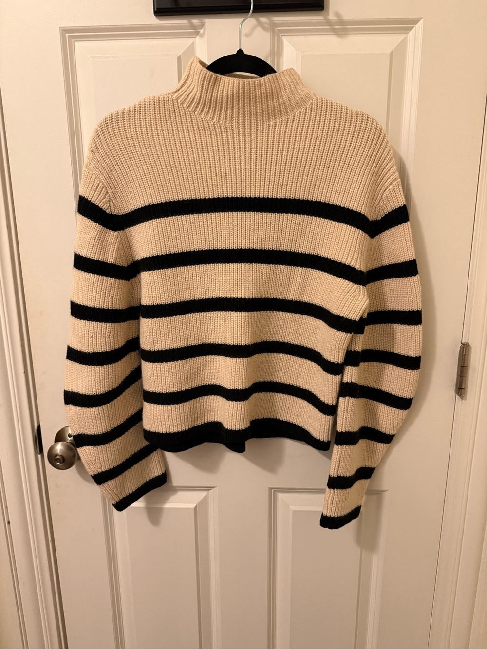 & Other Stories- Cream & Black Striped Turtleneck Sweater